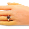 Anillo Multi Piedra 01.284.0065.07 Oro Laminado, con Onix Negro Goldstone Venturina and Blanca Micro Pave, Pulido, Tono Dorado (Size 7)