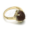 Anillo Multi Piedra 01.284.0065.07 Oro Laminado, con Onix Negro Goldstone Venturina and Blanca Micro Pave, Pulido, Tono Dorado (Size 7)