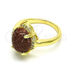Anillo Multi Piedra 01.284.0065.08 Oro Laminado, con Onix Negro Goldstone Venturina and Blanca Micro Pave, Pulido, Tono Dorado (Size 8)