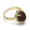 Anillo Multi Piedra 01.284.0065.08 Oro Laminado, con Onix Negro Goldstone Venturina and Blanca Micro Pave, Pulido, Tono Dorado (Size 8)