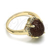 Anillo Multi Piedra 01.284.0065.09 Oro Laminado, con Onix Negro Goldstone Venturina and Blanca Micro Pave, Pulido, Tono Dorado (Size 9)