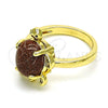 Anillo Multi Piedra 01.284.0066.07 Oro Laminado, Diseño de Tortuga, con Onix Negro Goldstone Venturina and Blanca Micro Pave, Pulido, Tono Dorado (Size 7)