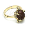 Anillo Multi Piedra 01.284.0066.07 Oro Laminado, Diseño de Tortuga, con Onix Negro Goldstone Venturina and Blanca Micro Pave, Pulido, Tono Dorado (Size 7)