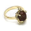 Anillo Multi Piedra 01.284.0066.08 Oro Laminado, Diseño de Tortuga, con Onix Negro Goldstone Venturina and Blanca Micro Pave, Pulido, Tono Dorado (Size 8)
