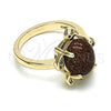 Anillo Multi Piedra 01.284.0066.09 Oro Laminado, Diseño de Tortuga, con Onix Negro Goldstone Venturina and Blanca Micro Pave, Pulido, Tono Dorado (Size 9)