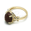 Anillo Multi Piedra 01.284.0067.07 Oro Laminado, Diseño de Mariposa, con Onix Negro Goldstone Venturina and Blanca Micro Pave, Pulido, Tono Dorado (Size 7)