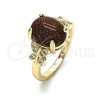 Anillo Multi Piedra 01.284.0067.08 Oro Laminado, Diseño de Mariposa, con Onix Negro Goldstone Venturina and Blanca Micro Pave, Pulido, Tono Dorado (Size 8)