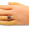 Anillo Multi Piedra 01.284.0068.08 Oro Laminado, con Goldstone Venturina Onix Negro y Micro Pave Blanca, Pulido, Tono Dorado (Tamaño 8)