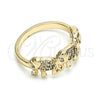 Anillo Multi Piedra 01.284.0069.08 Oro Laminado, Diseño de Elefante, con Blanca Micro Pave, Pulido, Tono Dorado (Size 8)