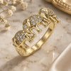 Anillo Multi Piedra 01.284.0069.09 Oro Laminado, Diseño de Elefante, con Micro Pave Blanca, Pulido, Tono Dorado (Tamaño 9)