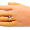 Anillo Multi Piedra 01.284.0070.07 Oro Laminado, Diseño de Mariposa, con Blanca Micro Pave, Pulido, Tono Dorado (Size 7)