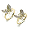 Anillo Multi Piedra 01.284.0070.07 Oro Laminado, Diseño de Mariposa, con Blanca Micro Pave, Pulido, Tono Dorado (Size 7)