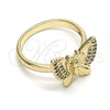 Anillo Multi Piedra 01.284.0070.08 Oro Laminado, Diseño de Mariposa, con Blanca Micro Pave, Pulido, Tono Dorado (Size 8)