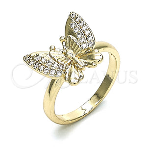Anillo Multi Piedra 01.284.0070.09 Oro Laminado, Diseño de Mariposa, con Blanca Micro Pave, Pulido, Tono Dorado (Size 9)