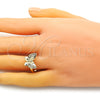 Anillo Multi Piedra 01.284.0070.1.07 Oro Laminado, Diseño de Mariposa, con Micro Pave Multicolor, Pulido, Tono Dorado (Tamaño 7)