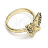 Anillo Multi Piedra 01.284.0070.1.07 Oro Laminado, Diseño de Mariposa, con Micro Pave Multicolor, Pulido, Tono Dorado (Tamaño 7)