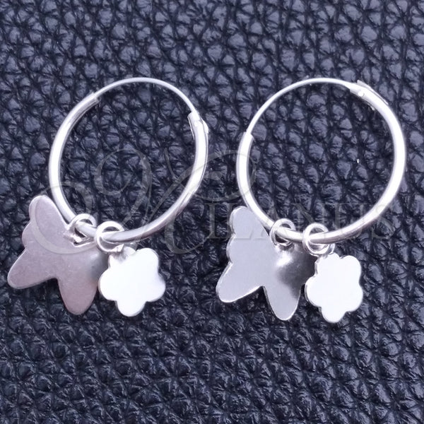 Argolla Pequeña 02.401.0010.15 Plata Rodinada, Diseño de Mariposa y Flor, Pulido, Tono Plateado