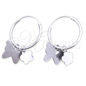 Argolla Pequeña 02.401.0010.15 Plata Rodinada, Diseño de Mariposa y Flor, Pulido, Tono Plateado