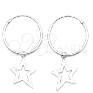 Argolla Pequeña 02.401.0013.20 Plata Rodinada, Diseño de Estrella, Pulido, Tono Plateado