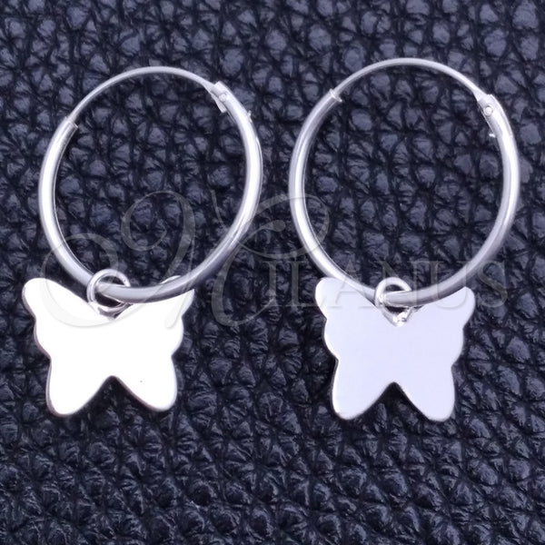 Argolla Pequeña 02.401.0016.15 Plata Rodinada, Diseño de Mariposa, Pulido, Tono Plateado