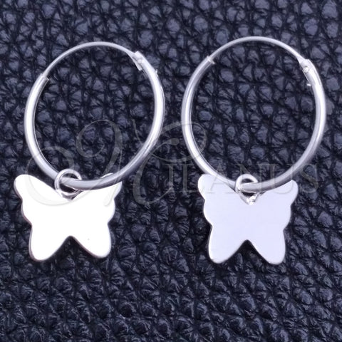 Argolla Pequeña 02.401.0016.15 Plata Rodinada, Diseño de Mariposa, Pulido, Tono Plateado