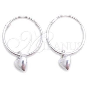 Argolla Pequeña 02.401.0017.15 Plata Rodinada, Diseño de Corazón, Pulido, Tono Plateado