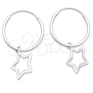 Argolla Pequeña 02.401.0021.15 Plata Rodinada, Diseño de Estrella, Pulido, Tono Plateado