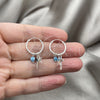 Argolla Pequeña 02.401.0031.15 Plata Rodinada, Diseño de Ojo Griego y Estrella, con Opal Aqua Azul, Pulido, Tono Plateado
