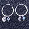 Argolla Pequeña 02.401.0032.15 Plata Rodinada, Diseño de Ojo Griego, con Cristal Blanca y Zirconia Cubica Aqua Azul, Pulido, Tono Plateado