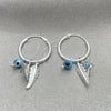 Argolla Pequeña 02.401.0033.15 Plata Rodinada, Diseño de Ojo Griego y Estrella, con Zirconia Cubica Aqua Azul, Pulido, Tono Plateado