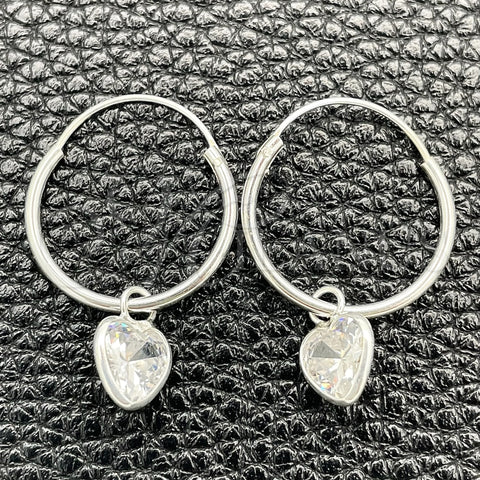 Argolla Pequeña 02.401.0040.15 Plata Rodinada, Diseño de Corazón, con Zirconia Cubica Blanca, Pulido, Tono Plateado