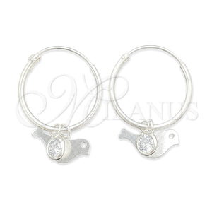 Argolla Pequeña 02.401.0041.15 Plata Rodinada, Diseño de Pajaro, con Zirconia Cubica Blanca, Pulido, Tono Plateado