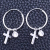 Argolla Pequeña 02.401.0043.15 Plata Rodinada, Diseño de Cruz, con Zirconia Cubica Blanca, Pulido, Tono Plateado