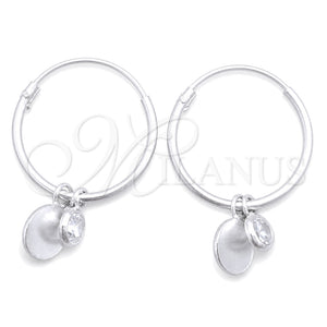 Argolla Pequeña 02.401.0044.15 Plata Rodinada, Diseño de Bola, con Zirconia Cubica Blanca, Pulido, Tono Plateado