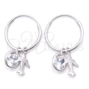 Argolla Pequeña 02.401.0046.15 Plata Rodinada, Diseño de Avión, con Zirconia Cubica Blanca, Pulido, Tono Plateado