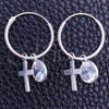 Argolla Pequeña 02.401.0047.15 Plata Rodinada, Diseño de Cruz, con Zirconia Cubica Blanca, Pulido, Tono Plateado