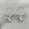 Argolla Pequeña 02.401.0047.15 Plata Rodinada, Diseño de Cruz, con Zirconia Cubica Blanca, Pulido, Tono Plateado
