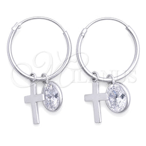 Argolla Pequeña 02.401.0047.15 Plata Rodinada, Diseño de Cruz, con Zirconia Cubica Blanca, Pulido, Tono Plateado