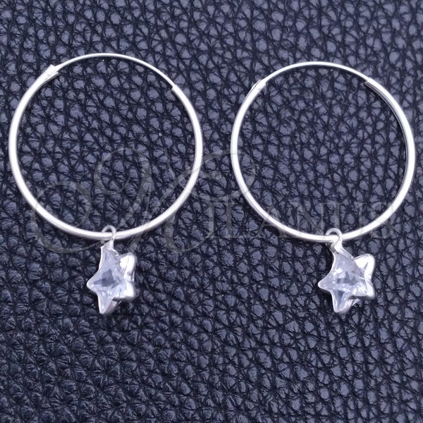 Argolla Pequeña 02.401.0048.25 Plata Rodinada, Diseño de Estrella, con Zirconia Cubica Blanca, Pulido, Tono Plateado