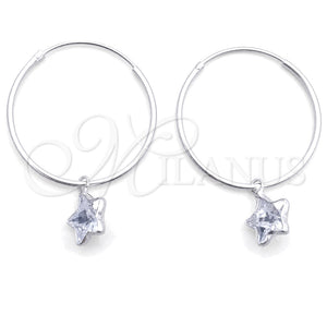 Argolla Pequeña 02.401.0048.25 Plata Rodinada, Diseño de Estrella, con Zirconia Cubica Blanca, Pulido, Tono Plateado