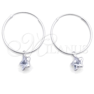 Argolla Pequeña 02.401.0048.25 Plata Rodinada, Diseño de Estrella, con Zirconia Cubica Blanca, Pulido, Tono Plateado