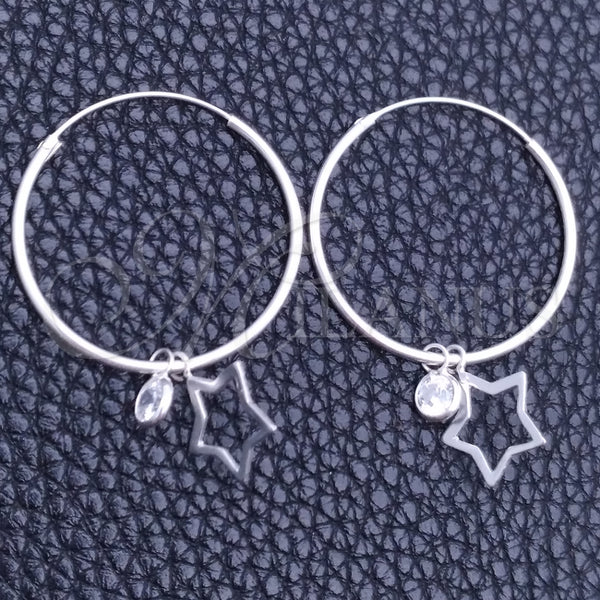 Argolla Pequeña 02.401.0049.25 Plata Rodinada, Diseño de Estrella, con Zirconia Cubica Blanca, Pulido, Tono Plateado