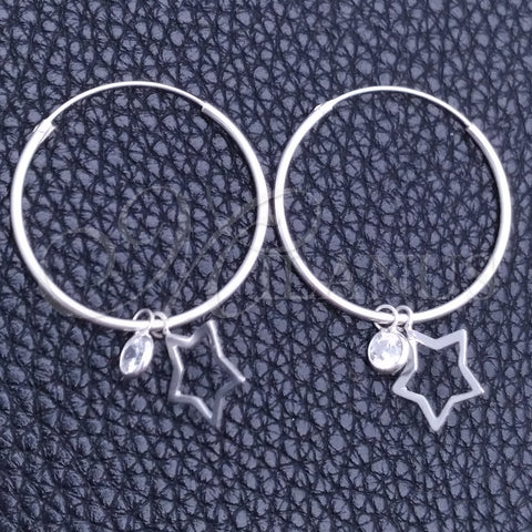 Argolla Pequeña 02.401.0049.25 Plata Rodinada, Diseño de Estrella, con Zirconia Cubica Blanca, Pulido, Tono Plateado