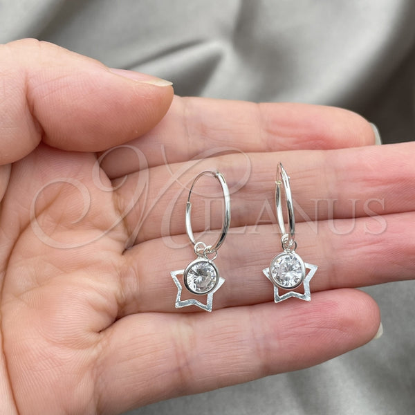 Argolla Pequeña 02.401.0051.15 Plata Rodinada, Diseño de Estrella, con Zirconia Cubica Blanca, Pulido, Tono Plateado