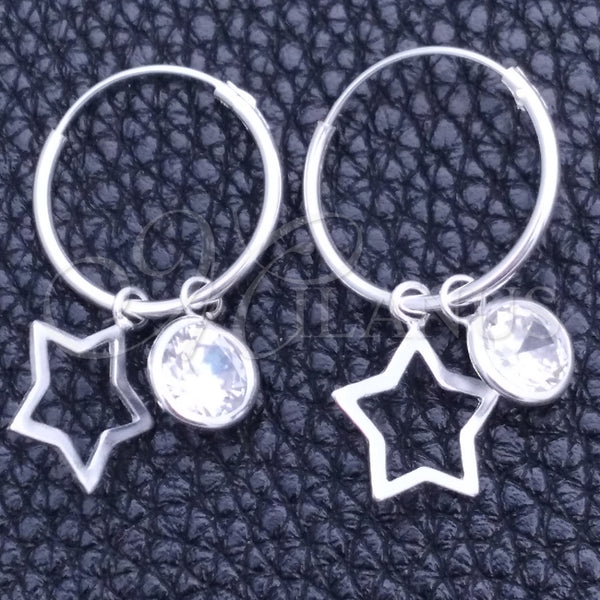 Argolla Pequeña 02.401.0051.15 Plata Rodinada, Diseño de Estrella, con Zirconia Cubica Blanca, Pulido, Tono Plateado