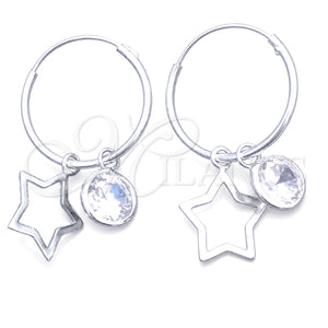 Argolla Pequeña 02.401.0051.15 Plata Rodinada, Diseño de Estrella, con Zirconia Cubica Blanca, Pulido, Tono Plateado