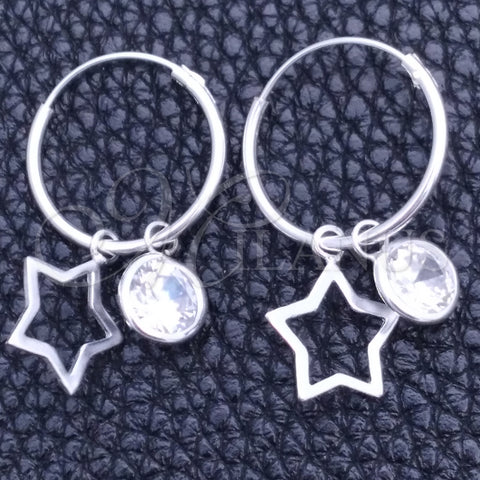 Argolla Pequeña 02.401.0051.15 Plata Rodinada, Diseño de Estrella, con Zirconia Cubica Blanca, Pulido, Tono Plateado