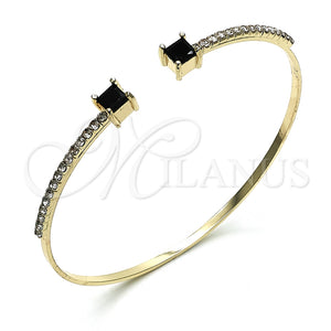 Aro Individual 07.193.0017.4 Oro Laminado, con Negro Zirconia Cubica and Blanca Cristal, Pulido, Tono Dorado (02 MM Thickness, One size fits all)