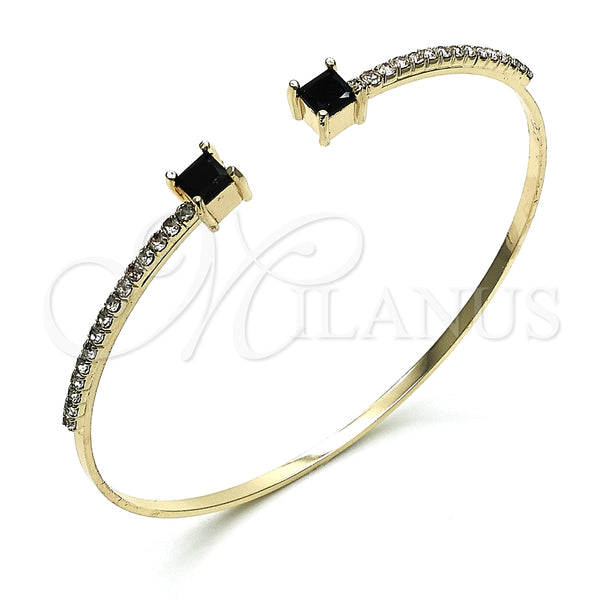 Aro Individual 07.193.0017.4 Oro Laminado, con Negro Zirconia Cubica and Blanca Cristal, Pulido, Tono Dorado (02 MM Thickness, One size fits all)