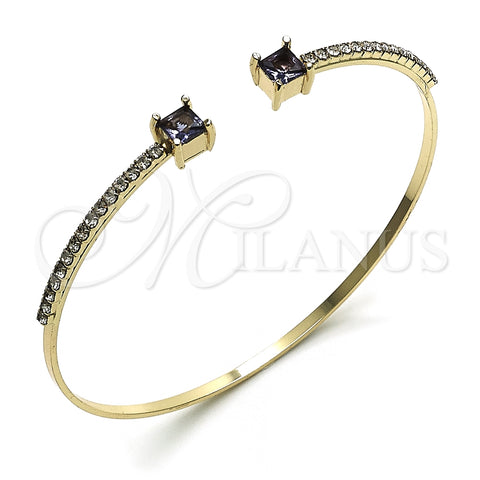 Aro Individual 07.193.0017.5 Oro Laminado, con Amatista Zirconia Cubica and Blanca Cristal, Pulido, Tono Dorado (02 MM Thickness, One size fits all)